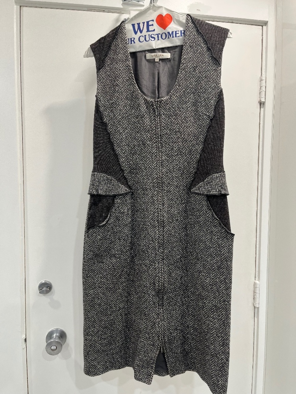 Luca Luca Gray Wool Dress. Made in Italy. Size 44.
